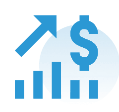 simplistic outline of money and rising chart