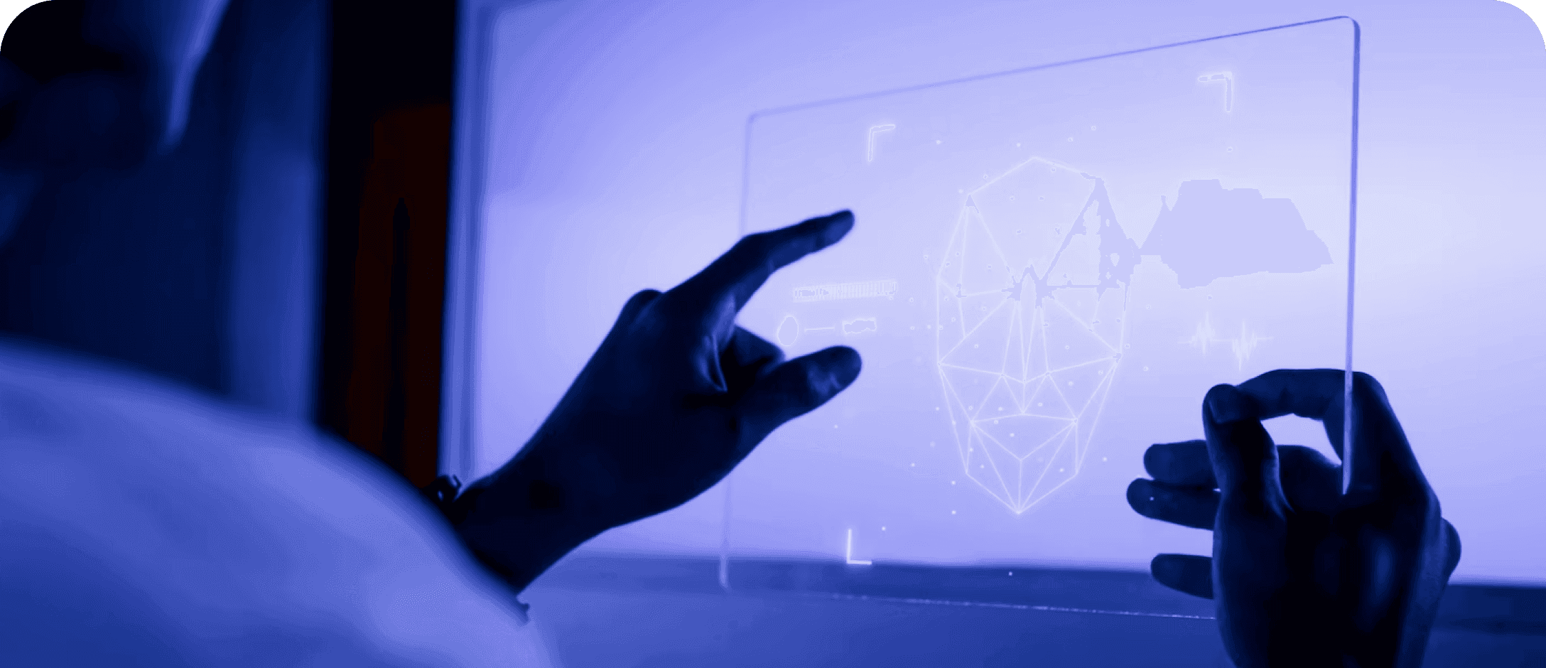 holding and using a futuristic transparent tabling